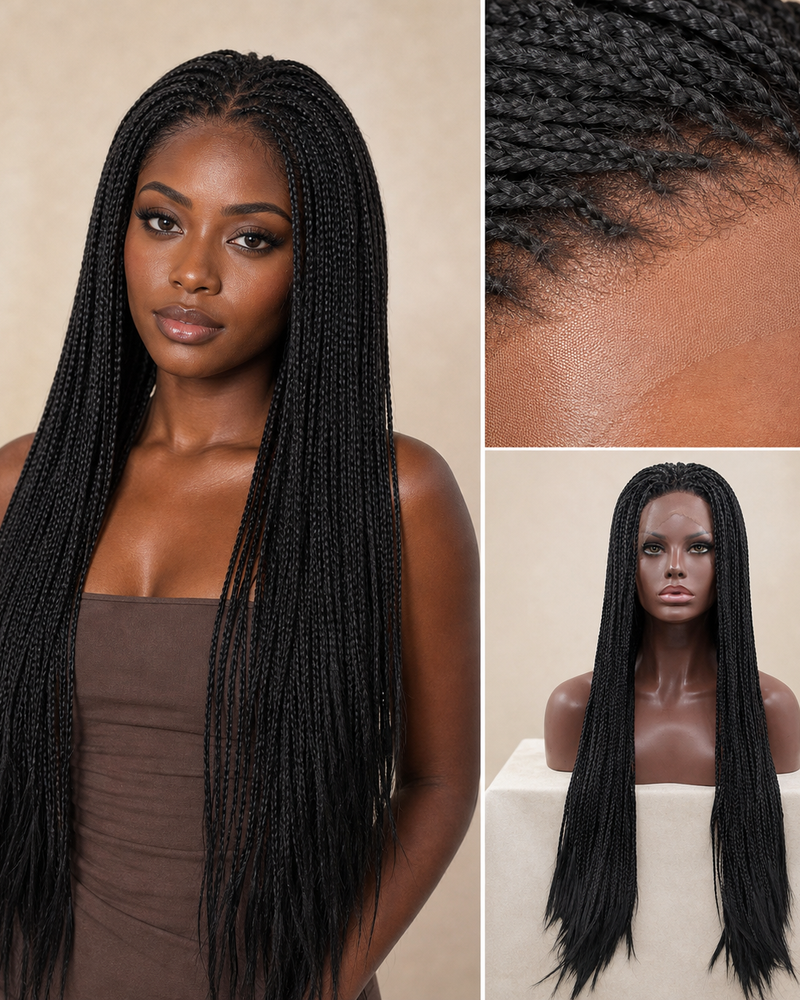 Long Box Braids Lace Wig: Protective-Style Look in Minutes