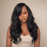24" 13x4 Lace Front Yaki Detroit Layers Wig - Glueless Free Part | Zivahair Heat-Resistant Synthetic Fiber - Natural Black