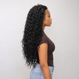 zivahair Heat-Friendly Synthetic 24 Inch Deep Curly 13x4 Frontal Lace Wig Glueless Natural Hairline Ready to Wear - Natural Black