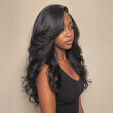 24" 13x4 Lace Front Yaki Detroit Layers Wig - Glueless Free Part | Zivahair Heat-Resistant Synthetic Fiber - Natural Black