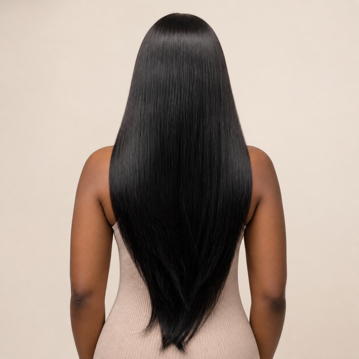 zivahair Heat-Friendly Synthetic 24 Inch Straight 13x4 Frontal Lace Wig Glueless Middle Part Ready to Wear - Natural Black