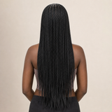 zivahair Heat-Friendly Synthetic Long Box Braids 13x4 Frontal Lace Wig Glueless Natural Hairline Ready to Wear - Natural Black