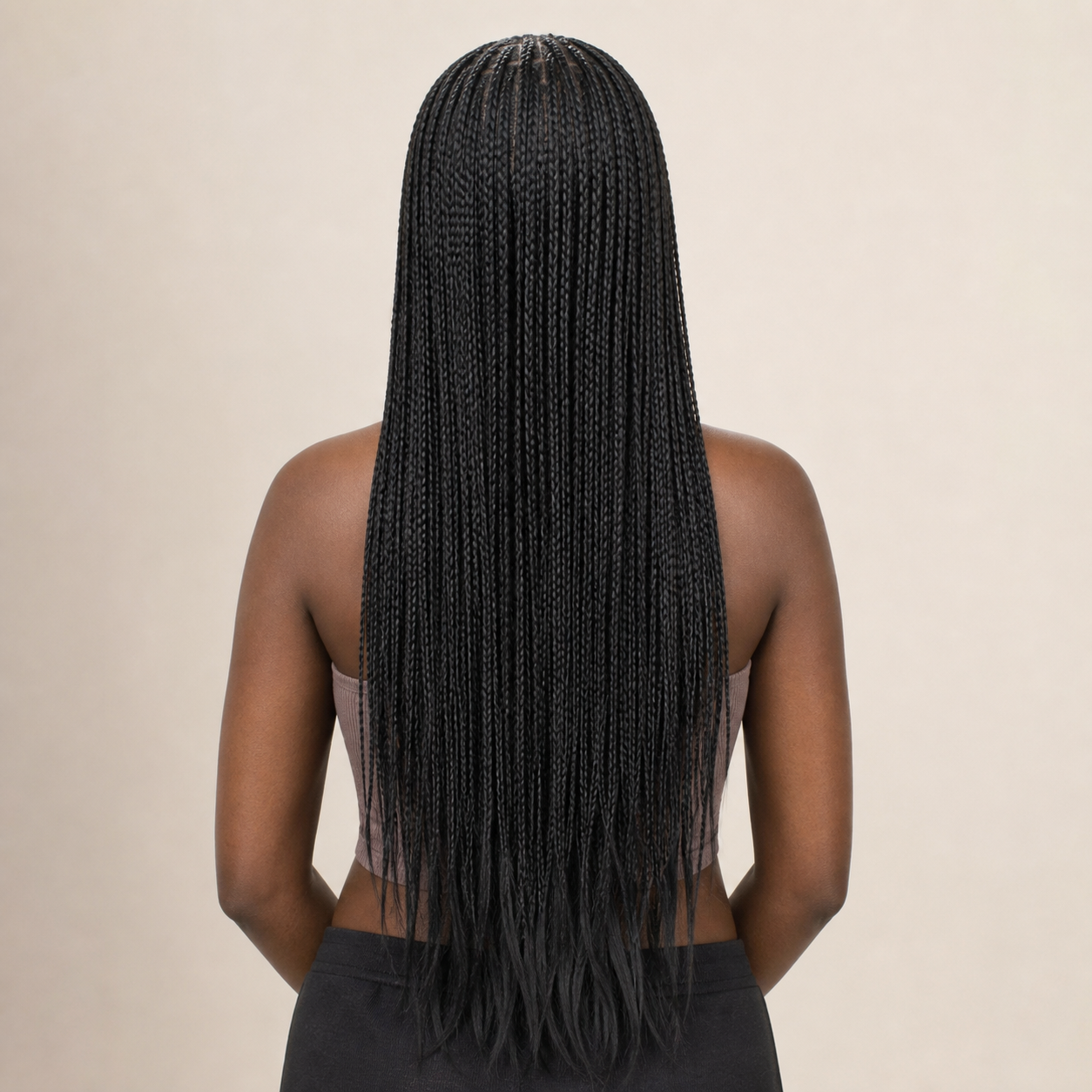 zivahair Heat-Friendly Synthetic Long Box Braids 13x4 Frontal Lace Wig Glueless Natural Hairline Ready to Wear - Natural Black