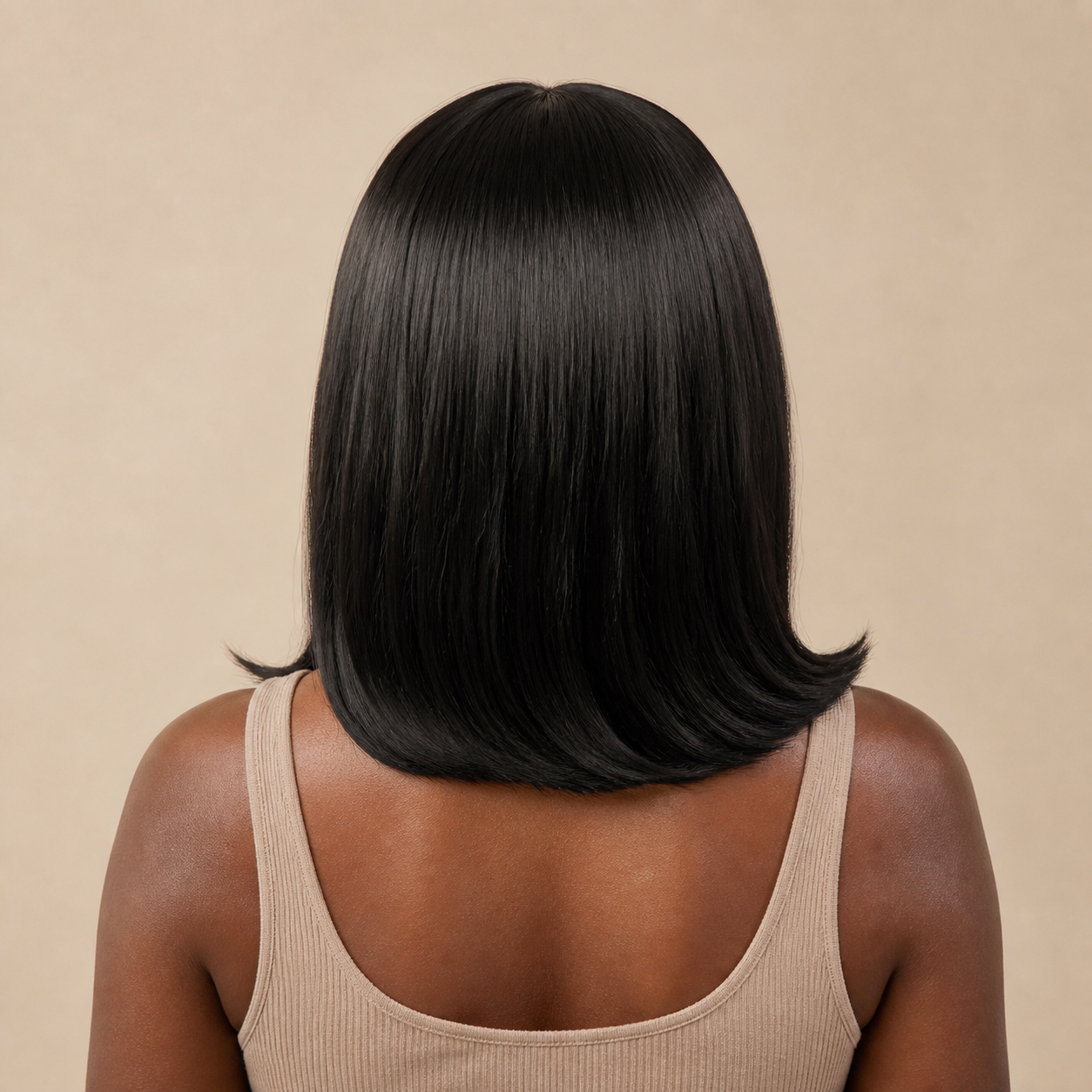 zivahair Heat-Friendly Synthetic 14 Inch Straight Bob 13x4 Frontal Lace Wig Glueless Middle Part Ready to Wear - Natural Black
