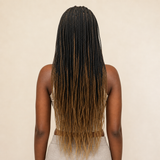 zivahair Heat-Friendly Synthetic 24 Inch Ombre Brown Box Braids 13x4 Frontal Lace Wig Glueless Natural Hairline Ready to Wear - Black Brown