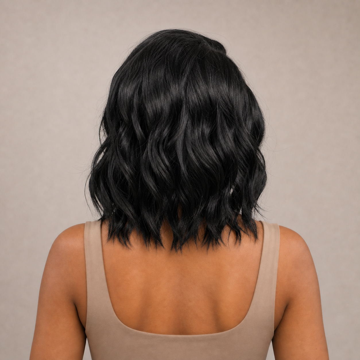 zivahair Heat-Friendly Synthetic 14 Inch Natural Wave Bob 13x4 Frontal Lace Wig Glueless Sculpted Front Lift Ready to Wear - Natural Black