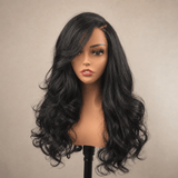 24" 13x4 Lace Front Yaki Detroit Layers Wig - Glueless Free Part | Zivahair Heat-Resistant Synthetic Fiber - Natural Black