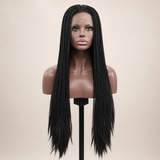 zivahair Heat-Friendly Synthetic Long Box Braids 13x4 Frontal Lace Wig Glueless Natural Hairline Ready to Wear - Natural Black