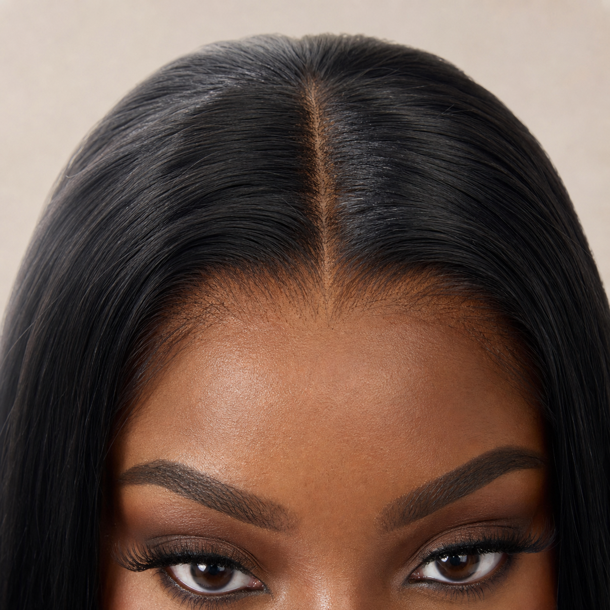 zivahair Heat-Friendly Synthetic 24 Inch Straight 13x4 Frontal Lace Wig Glueless Middle Part Ready to Wear - Natural Black