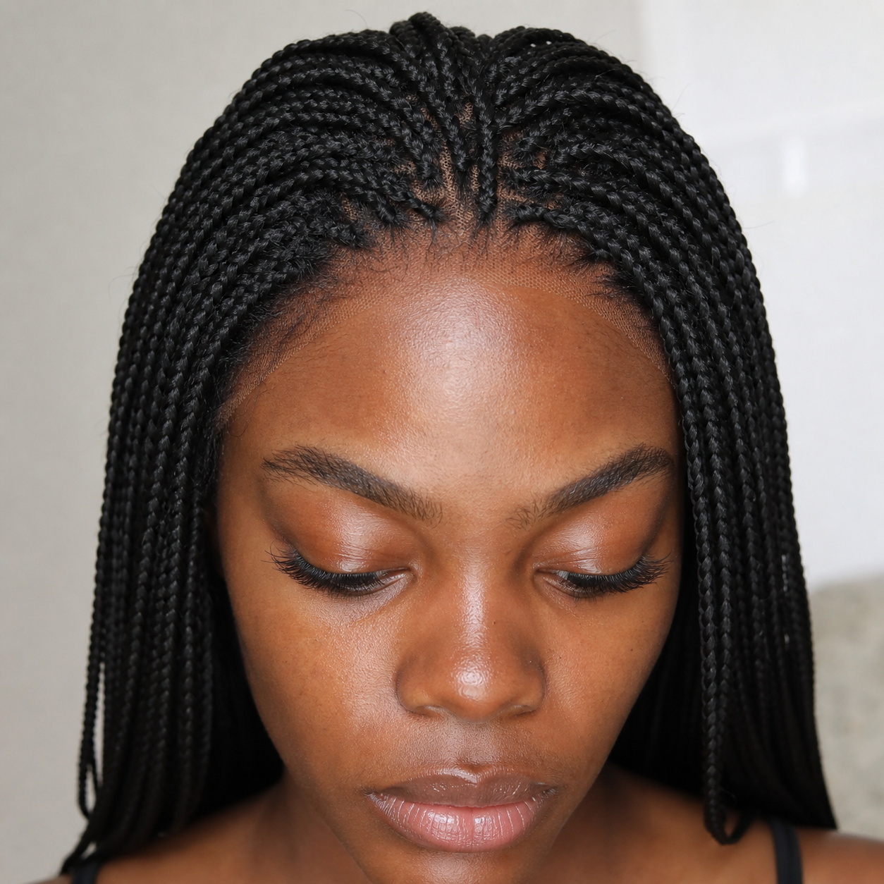 zivahair Heat-Friendly Synthetic Long Box Braids 13x4 Frontal Lace Wig Glueless Natural Hairline Ready to Wear - Natural Black
