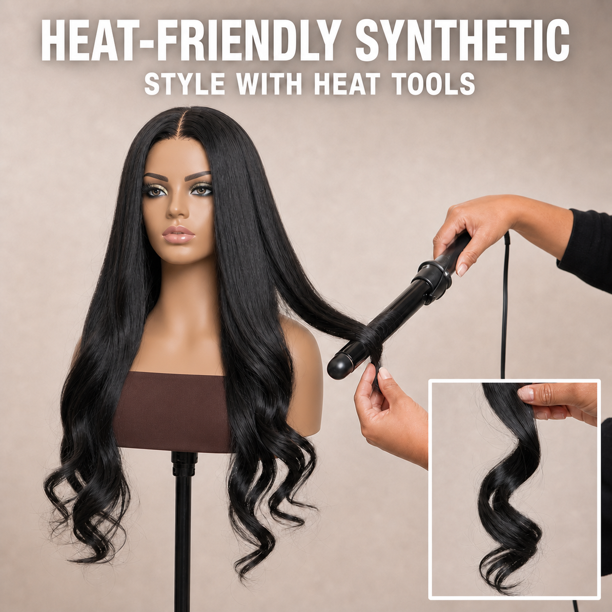 zivahair Heat-Friendly Synthetic 24 Inch Body Wave 13x4 Frontal Lace Wig Glueless Middle Part Ready to Wear - Natural Black
