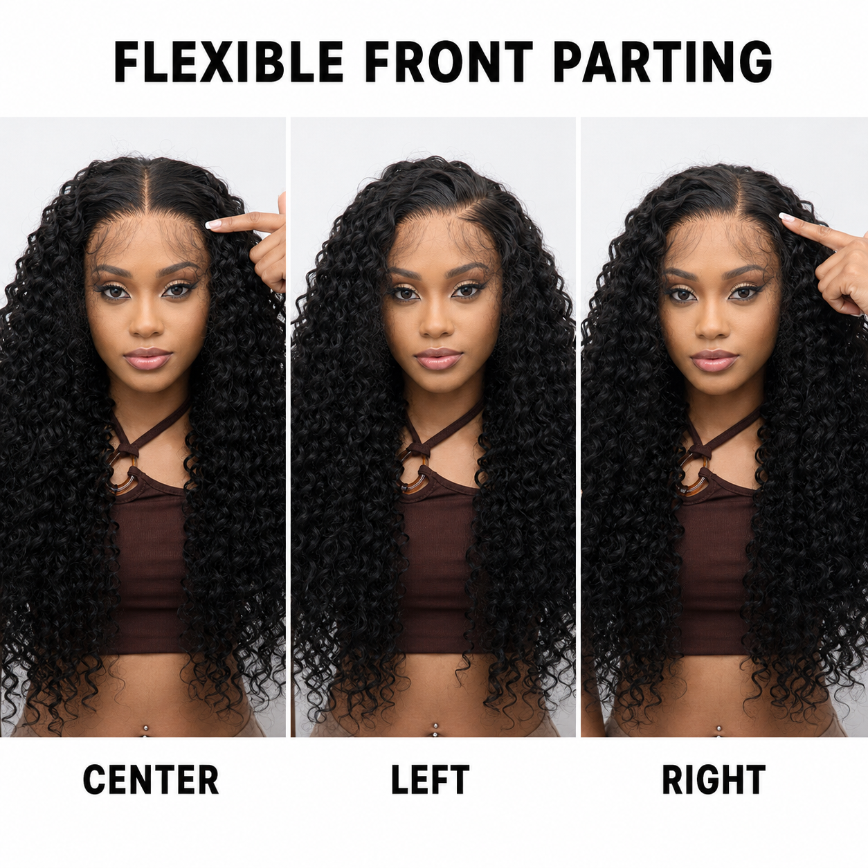 zivahair Heat-Friendly Synthetic 24 Inch Deep Curly 13x4 Frontal Lace Wig Glueless Natural Hairline Ready to Wear - Natural Black