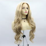 zivahair Heat-Friendly Synthetic 24 Inch Blonde Body Wave 13x4 Frontal Lace Wig Glueless Middle Part Ready to Wear - Honey Blonde