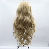 zivahair Heat-Friendly Synthetic 24 Inch Blonde Body Wave 13x4 Frontal Lace Wig Glueless Middle Part Ready to Wear - Honey Blonde