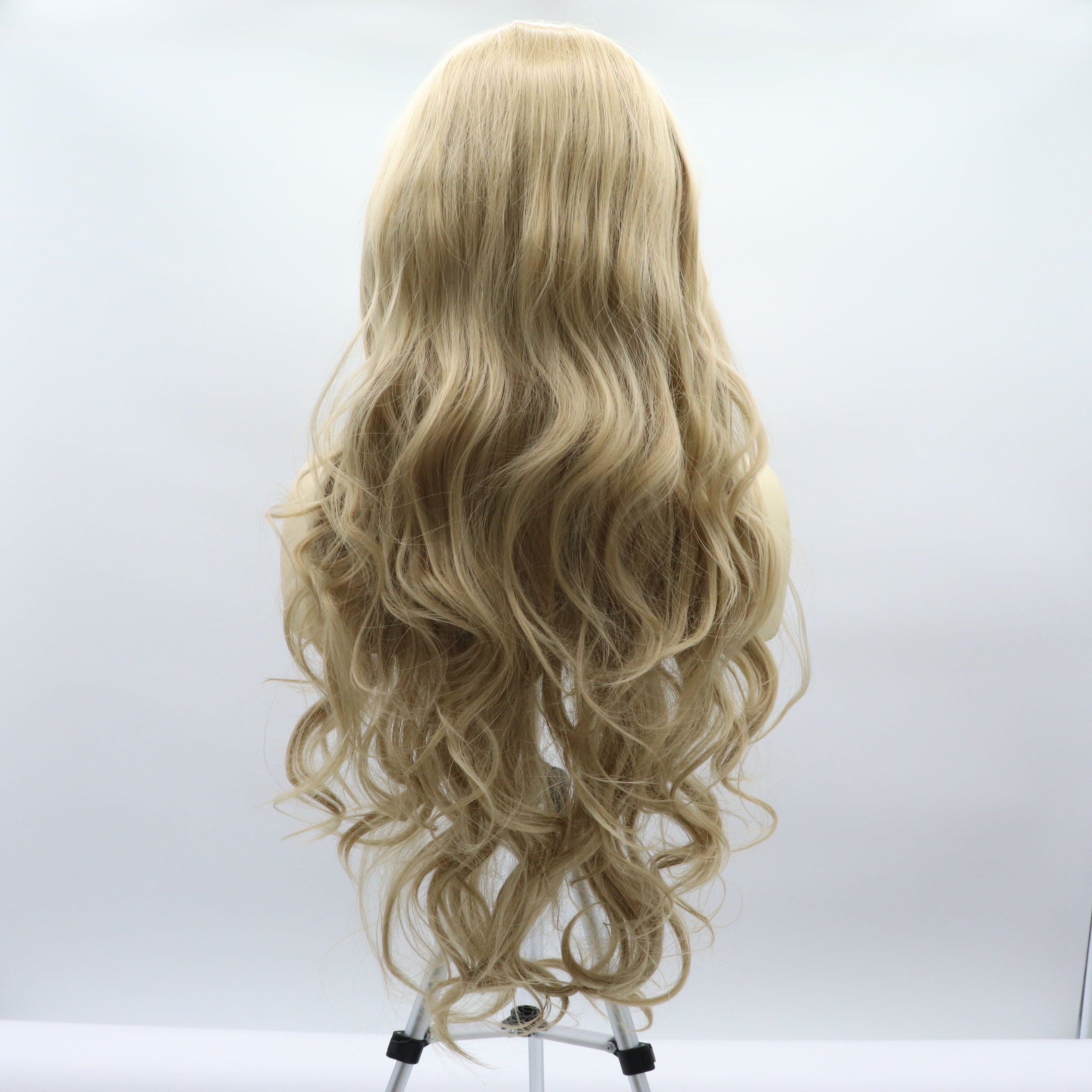 zivahair Heat-Friendly Synthetic 24 Inch Blonde Body Wave 13x4 Frontal Lace Wig Glueless Middle Part Ready to Wear - Honey Blonde